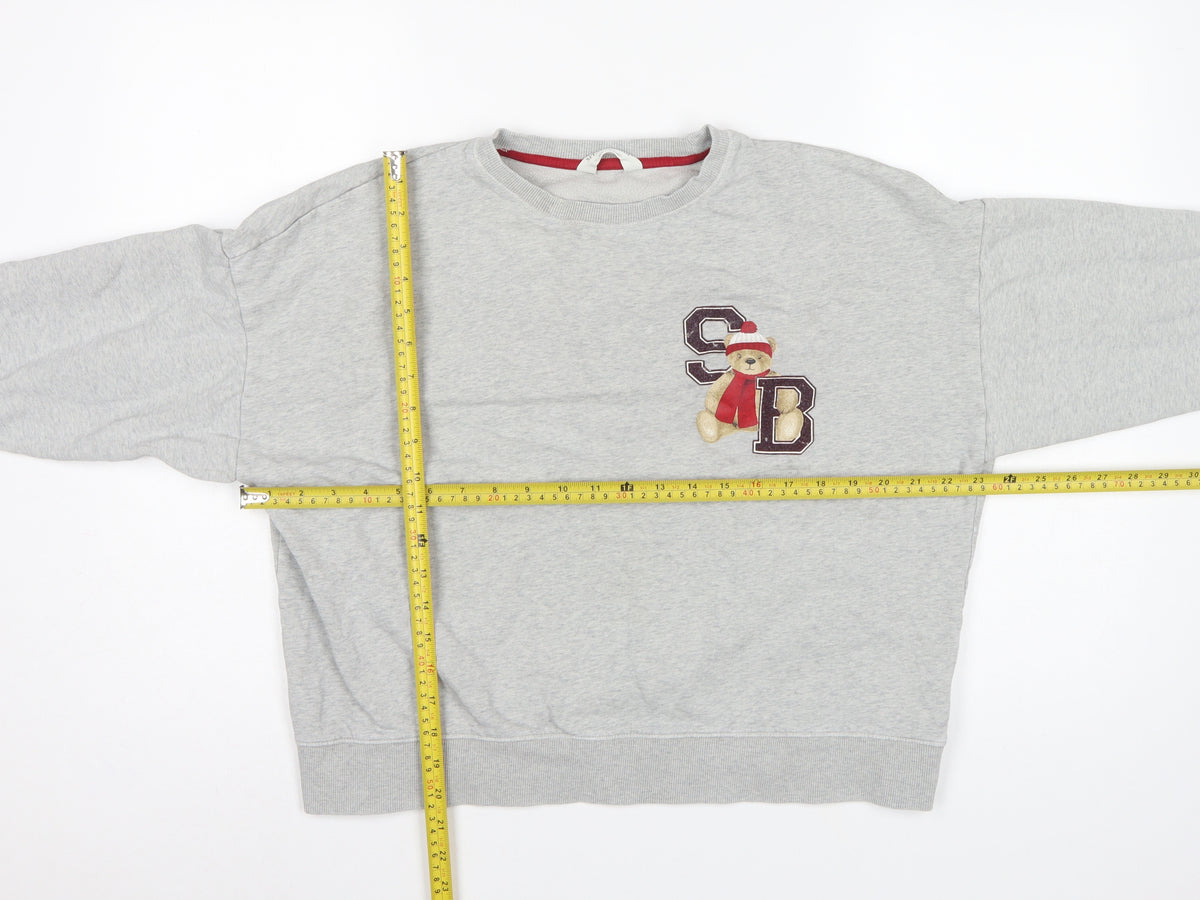 Marks and Spencer Grey Bear Varsity Sweatshirt Size 4 Teen Crew Neck