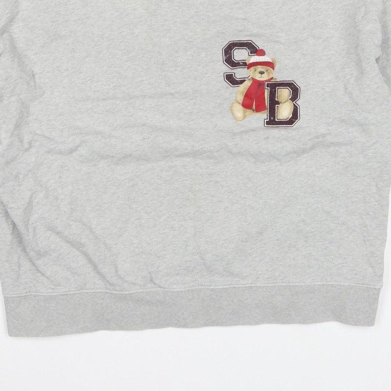 Marks and Spencer Grey Bear Varsity Sweatshirt Size 4 Teen Crew Neck