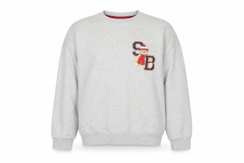 Marks and Spencer Grey Bear Varsity Sweatshirt Size 4 Teen Crew Neck