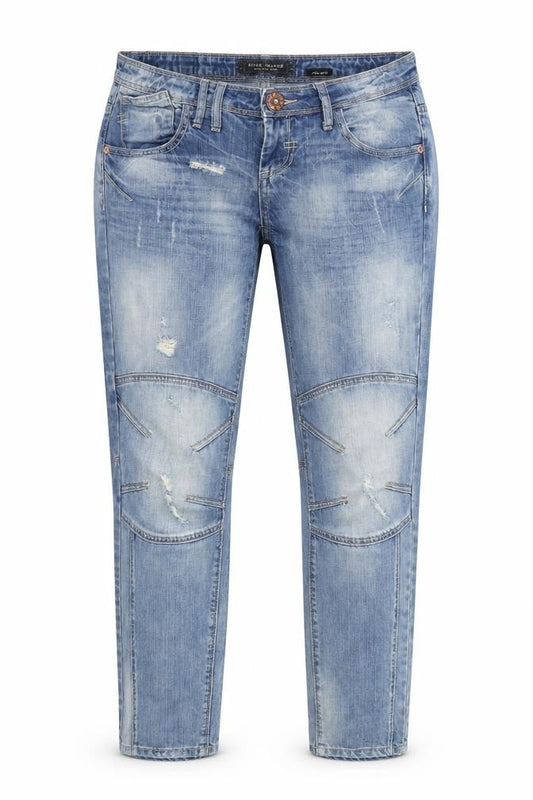 River Island Women’s Blue UK 10 Tapered Distressed Jeans