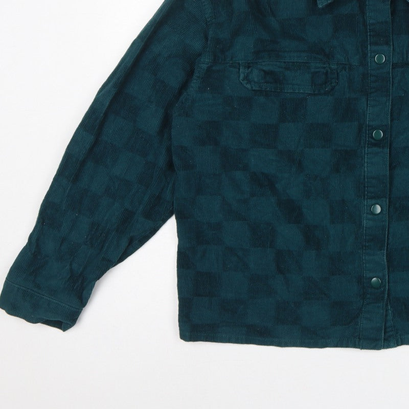 Vans Unisex Adults Green L Basic Corduroy Check Snap Button-Up Shirt