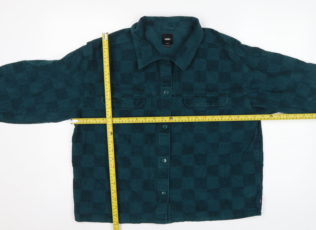 Vans Unisex Adults Green L Basic Corduroy Check Snap Button-Up Shirt