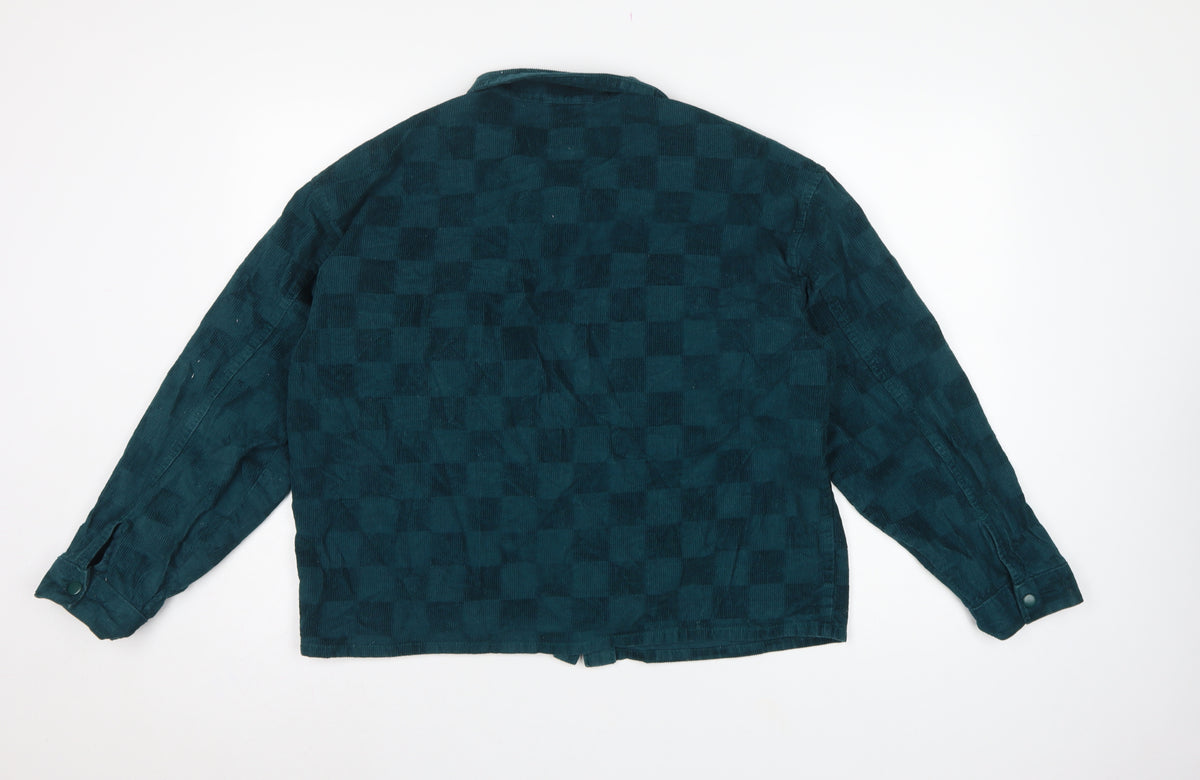 Vans Unisex Adults Green L Basic Corduroy Check Snap Button-Up Shirt