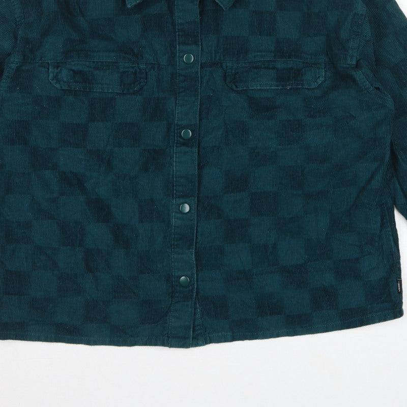 Vans Unisex Adults Green L Basic Corduroy Check Snap Button-Up Shirt