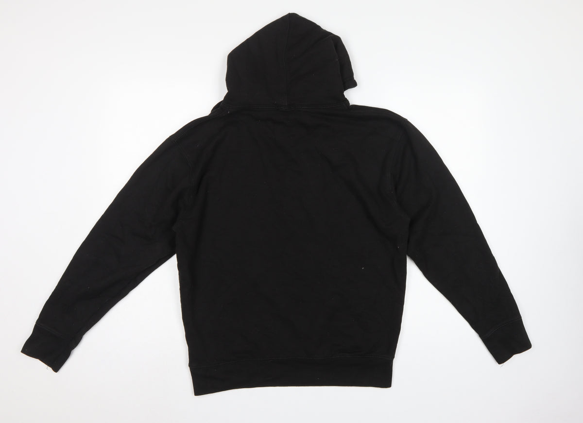 boohooMAN Men’s Black Small Skull Graphic Pullover Hoodie Gothic