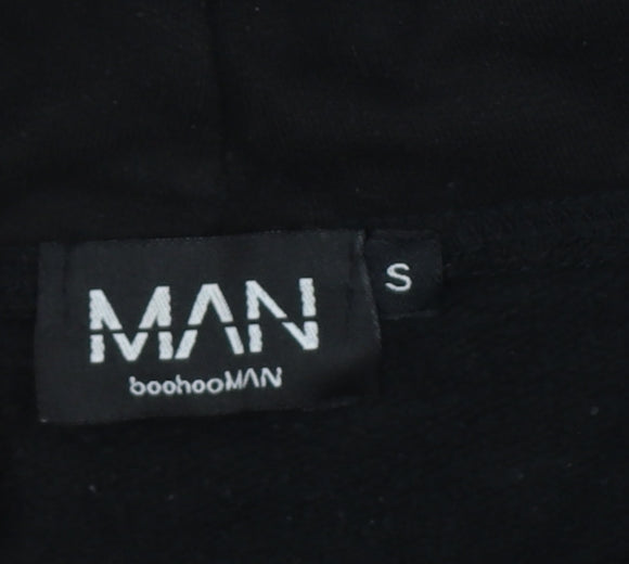 boohooMAN Men’s Black Small Skull Graphic Pullover Hoodie Gothic