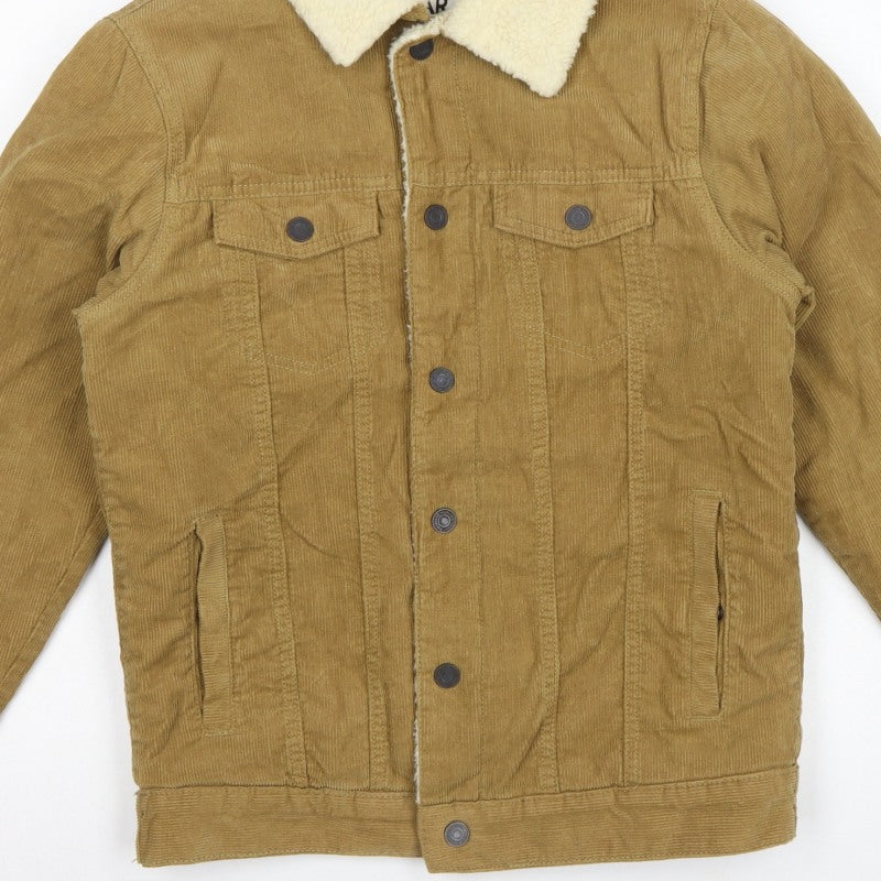 Pull&Bear Men's Brown S Corduroy Sherpa Lined Button Jacket