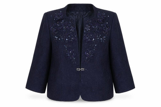 Coldwater Creek Women’s Blue UK 14 Embellished Paisley 3/4 Sleeve Blazer