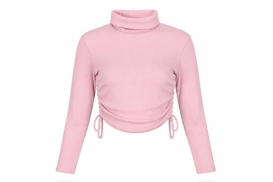 Pink Vanilla Women’s Pink UK 14 Cropped Ribbed Roll Neck Top