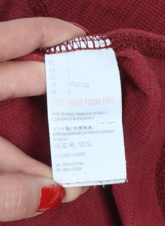 American Eagle Men Red L Thermal Long Sleeve Crew Neck T-Shirt