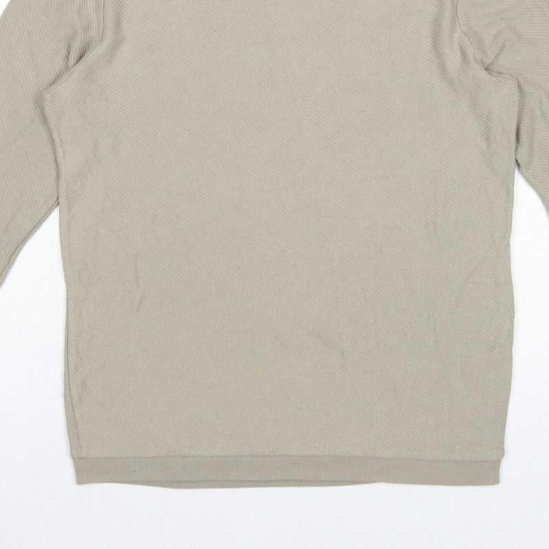 Zara Man Beige Cotton Blend Knit Crew Neck Pullover Jumper Size S