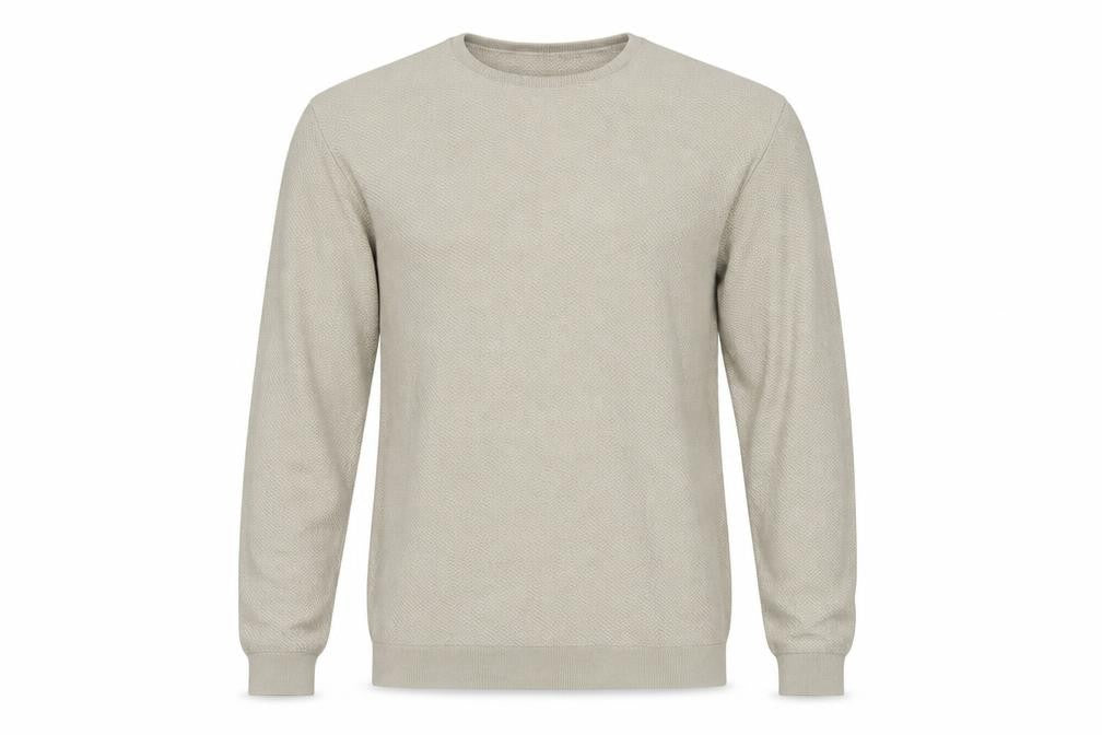 Zara Man Beige Cotton Blend Knit Crew Neck Pullover Jumper Size S