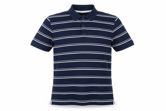 Marks and Spencer Men's Blue Striped Cotton Polo Shirt XL Regular