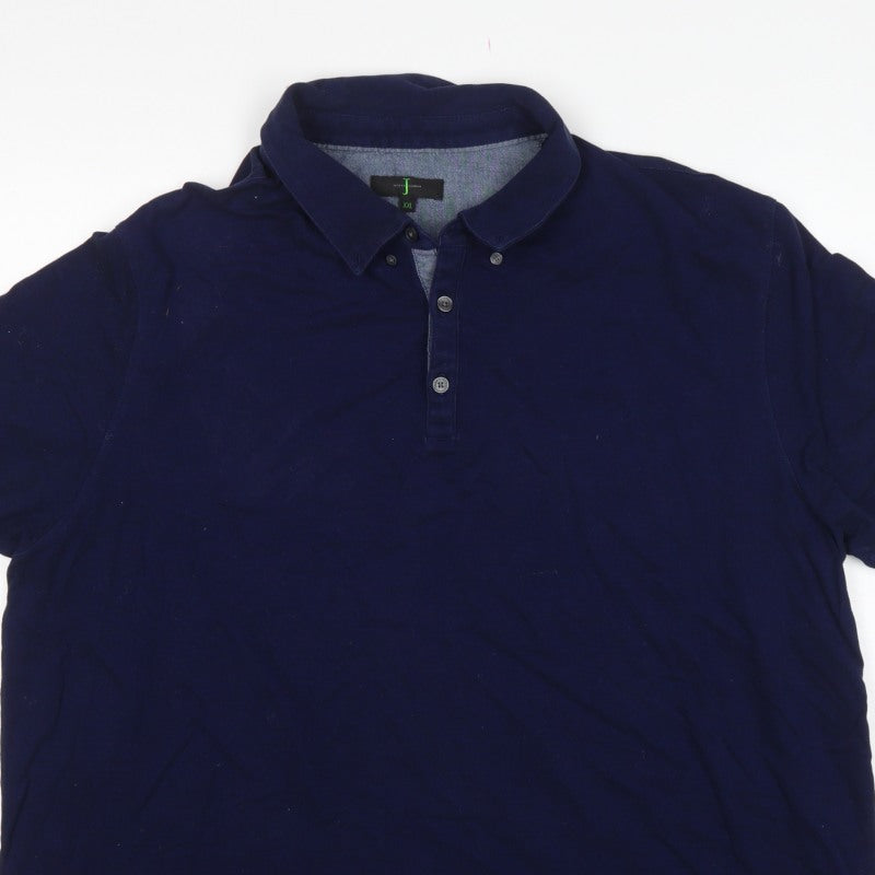 Jasper Conran Men’s Blue 2XL Short Sleeve Button-Down Polo Shirt