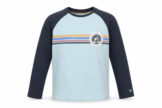 FatFace Boys Blue 10-11 Years Long Sleeve Bike Stripe Jersey T-Shirt