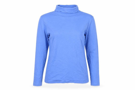 Cotton Traders Women’s Blue Size 14 Cotton Roll Neck Long Sleeve Top