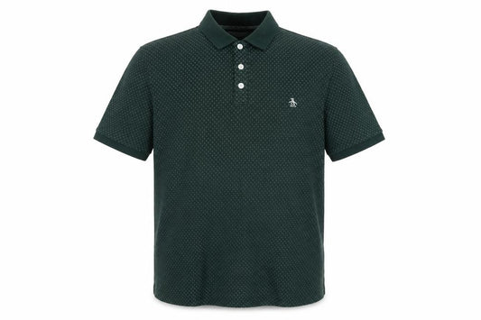 Original Penguin Men's Green Geometric Logo Polo Shirt L Short Sleeve