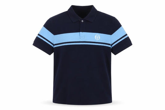 Sergio Tacchini Men's Blue M Colourblock Cotton Tennis Polo Shirt