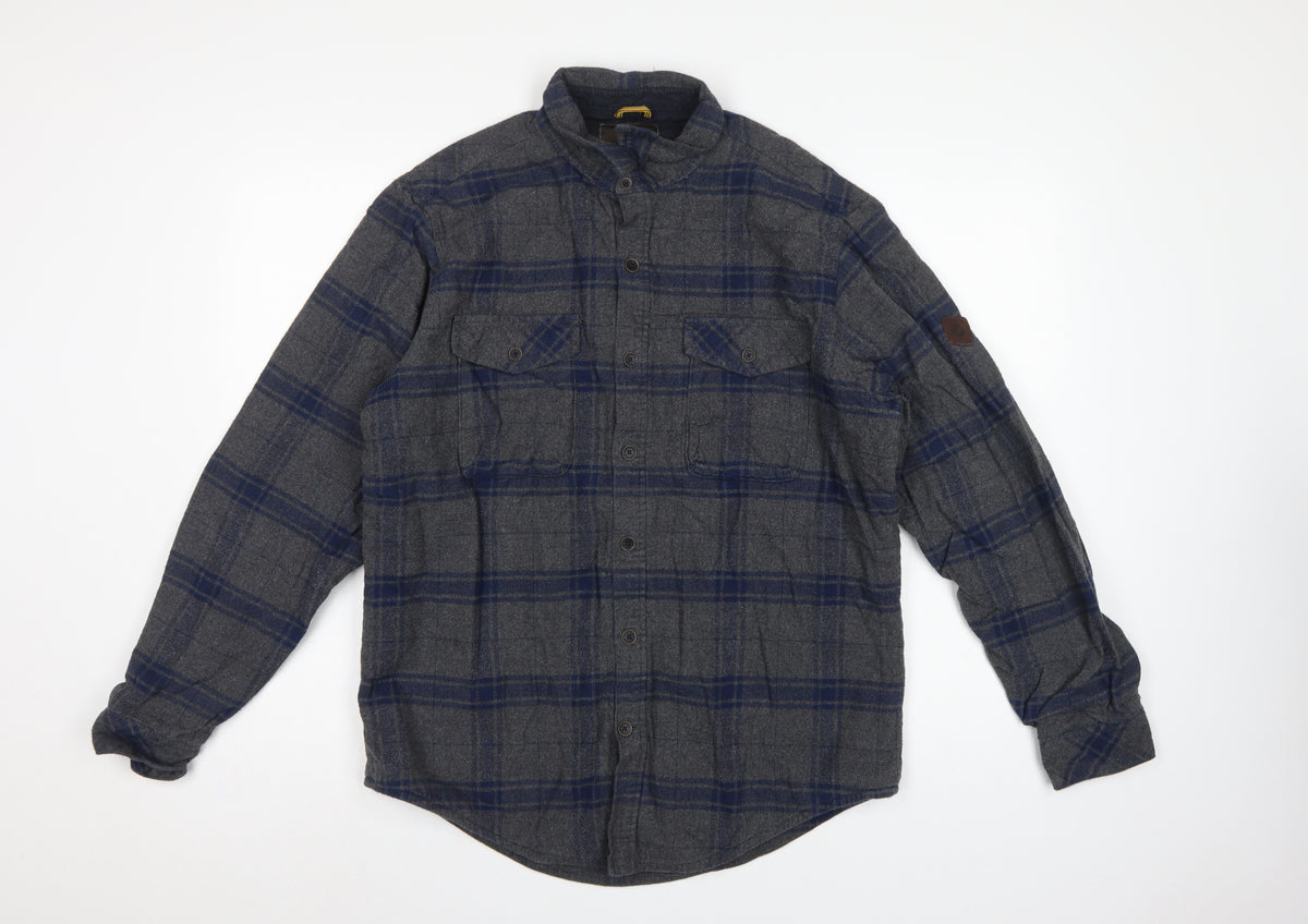Timberland Earthkeepers Men's Grey Navy Plaid Flannel Shirt M Regular
