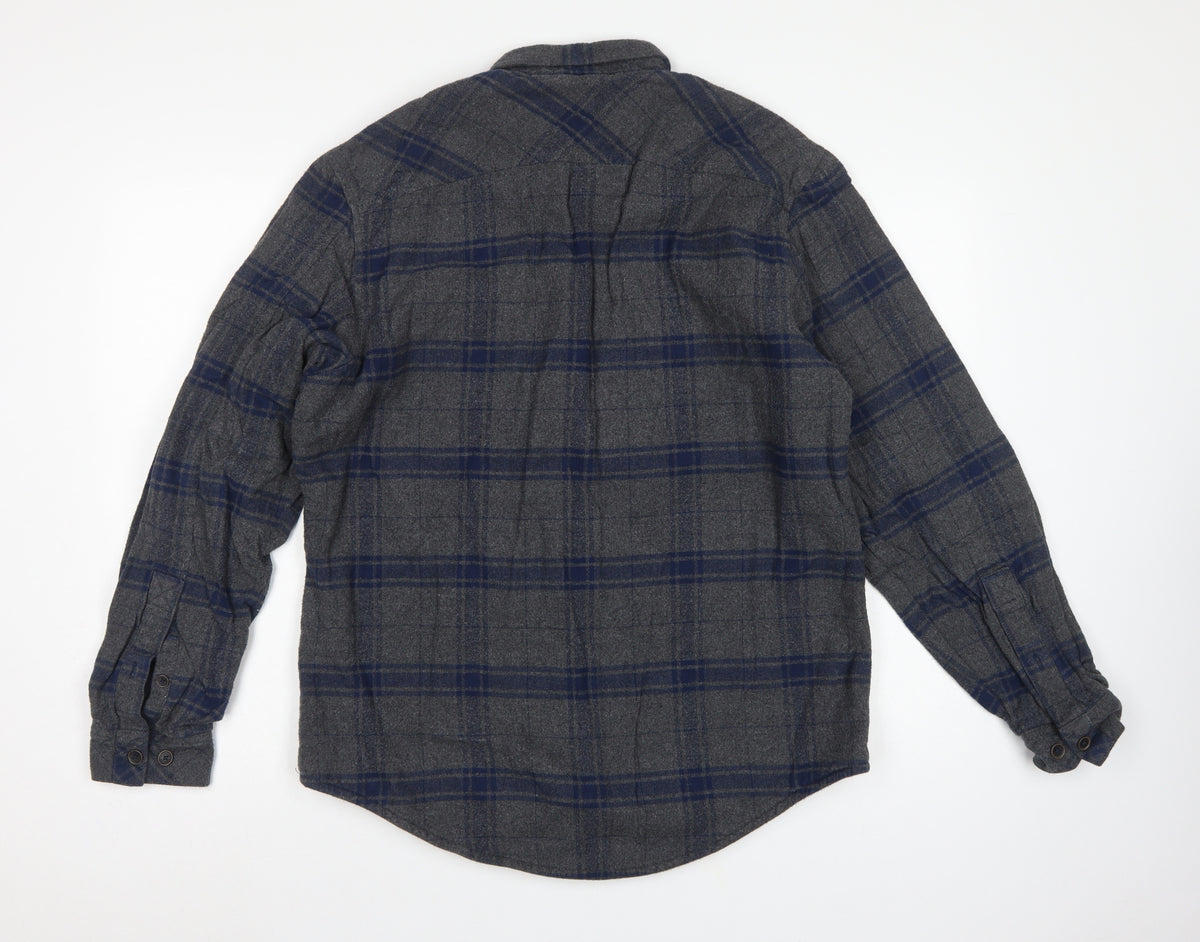 Timberland Earthkeepers Men's Grey Navy Plaid Flannel Shirt M Regular
