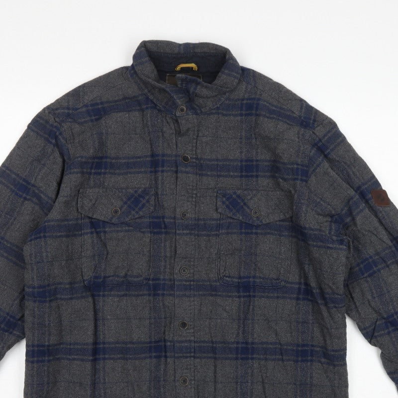 Timberland Earthkeepers Men's Grey Navy Plaid Flannel Shirt M Regular
