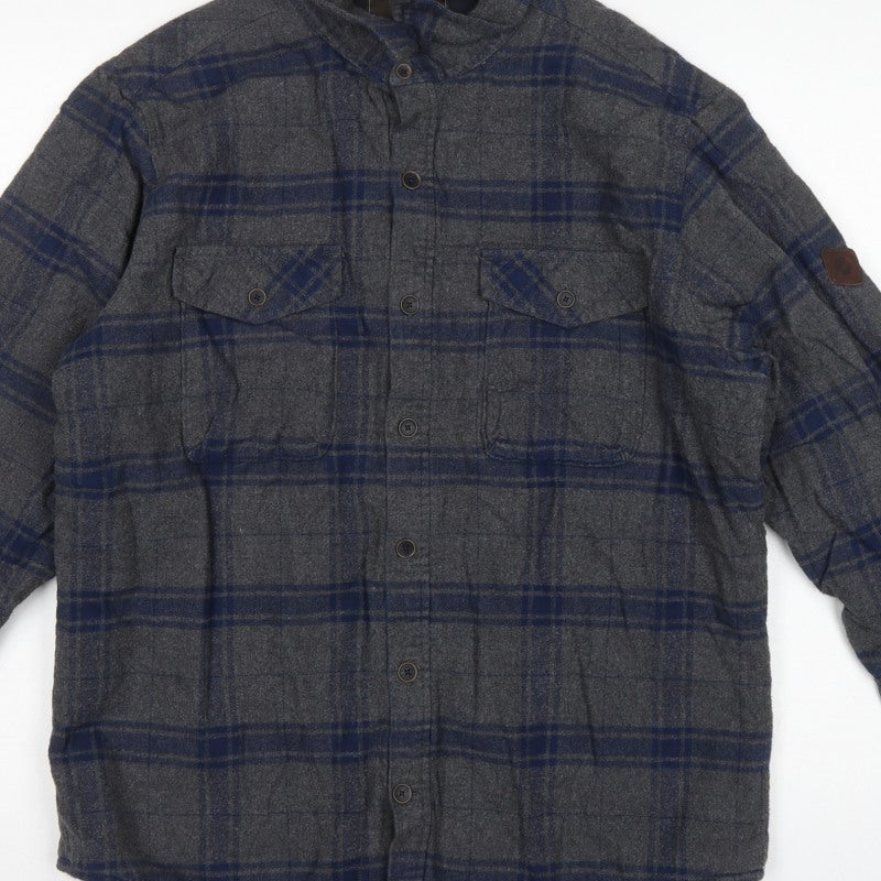 Timberland Earthkeepers Men's Grey Navy Plaid Flannel Shirt M Regular