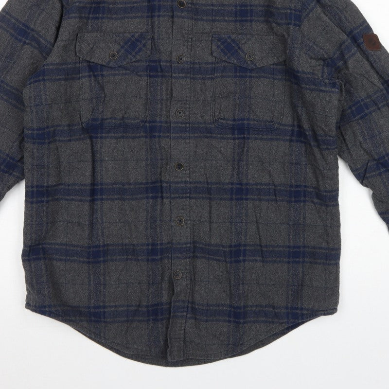 Timberland Earthkeepers Men's Grey Navy Plaid Flannel Shirt M Regular