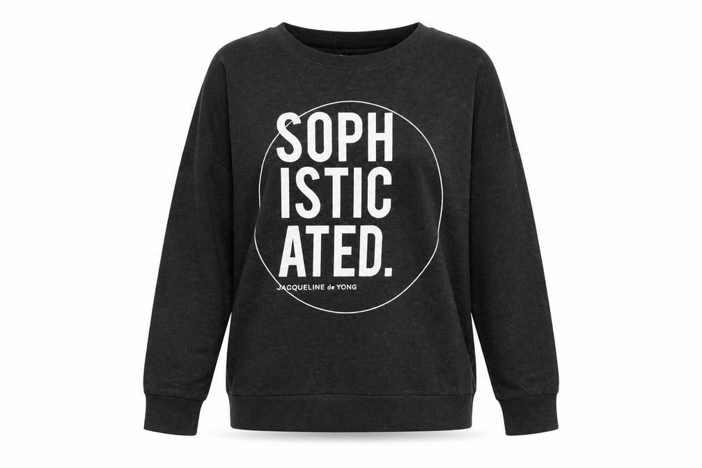 Jacqueline de Yong Women’s Black M Oversized Slogan Graphic Sweatshirt