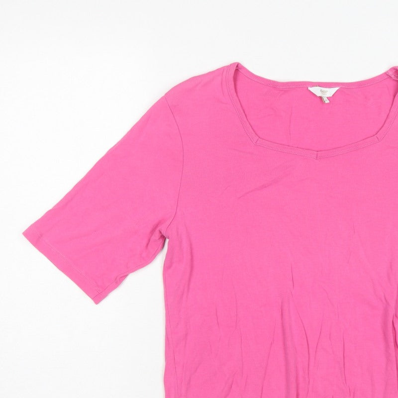 Cotton Traders Women’s Pink UK 16 Basic Cotton Square Neck T-Shirt