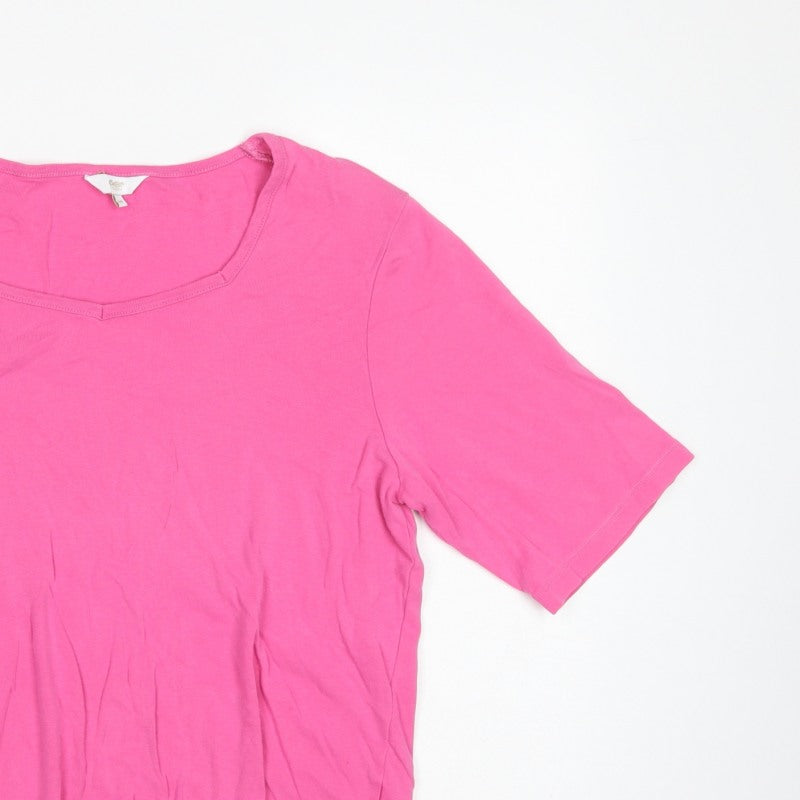 Cotton Traders Women’s Pink UK 16 Basic Cotton Square Neck T-Shirt