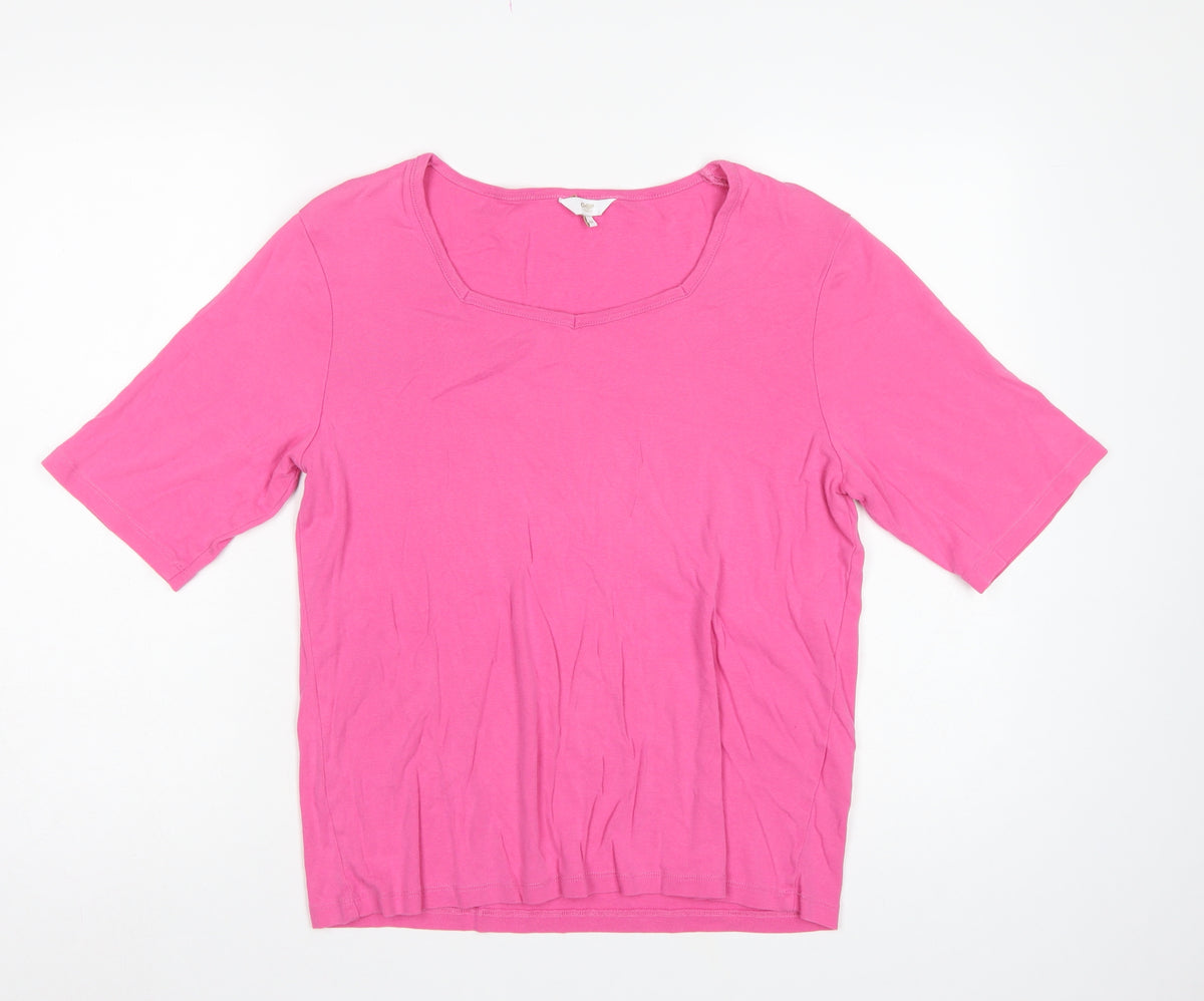 Cotton Traders Women’s Pink UK 16 Basic Cotton Square Neck T-Shirt
