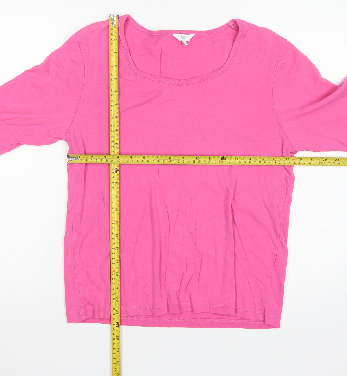 Cotton Traders Women’s Pink UK 16 Basic Cotton Square Neck T-Shirt
