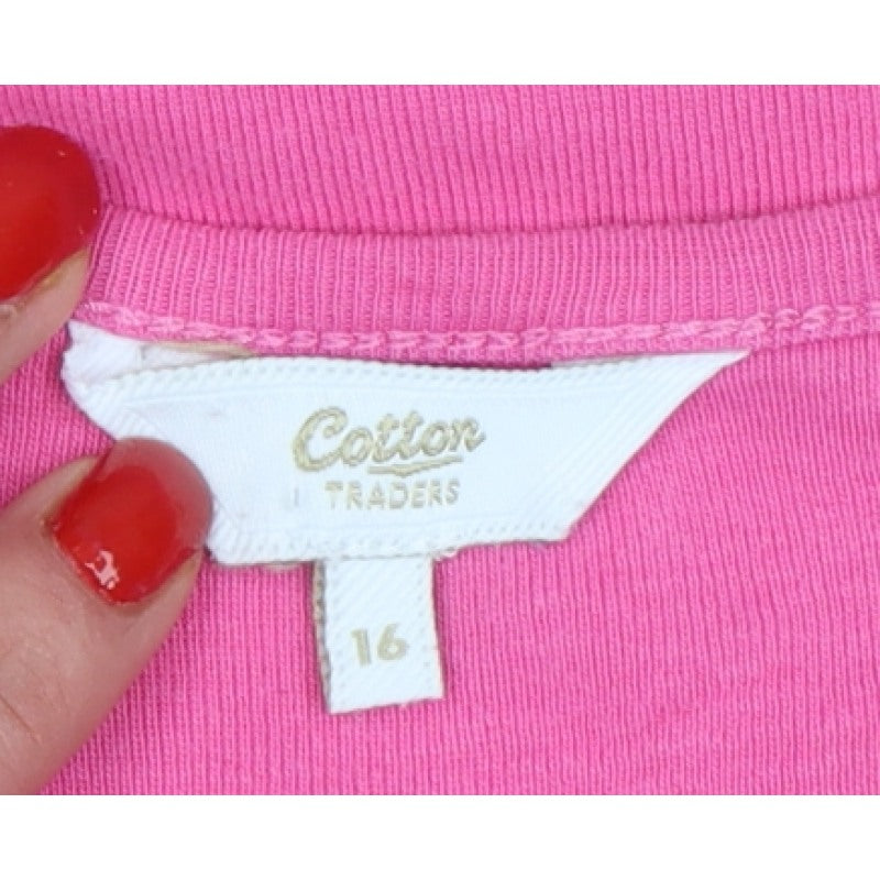 Cotton Traders Women’s Pink UK 16 Basic Cotton Square Neck T-Shirt