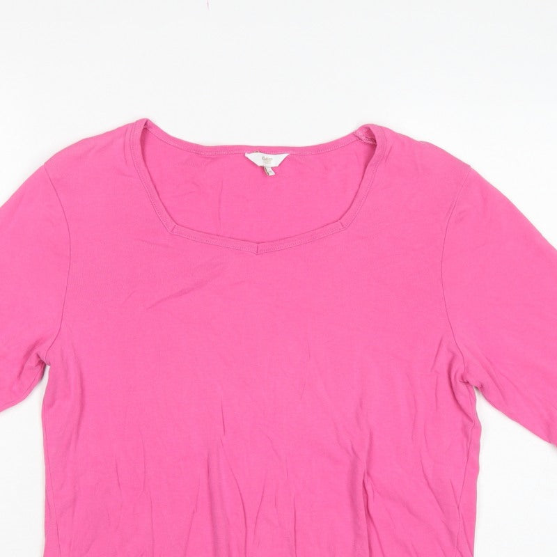 Cotton Traders Women’s Pink UK 16 Basic Cotton Square Neck T-Shirt