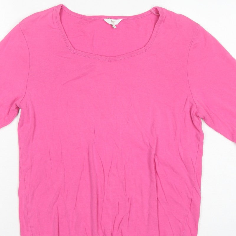 Cotton Traders Women’s Pink UK 16 Basic Cotton Square Neck T-Shirt