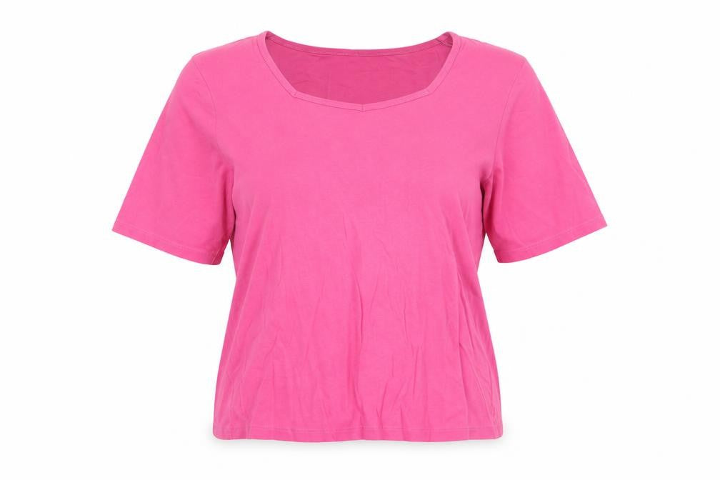 Cotton Traders Women’s Pink UK 16 Basic Cotton Square Neck T-Shirt