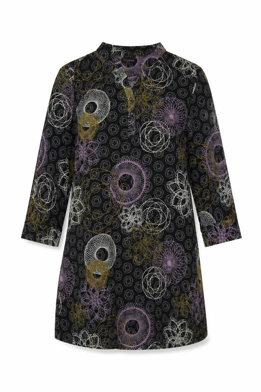 Cerulean Collection Women’s Black Floral Shirt Dress XL 3/4 Sleeve
