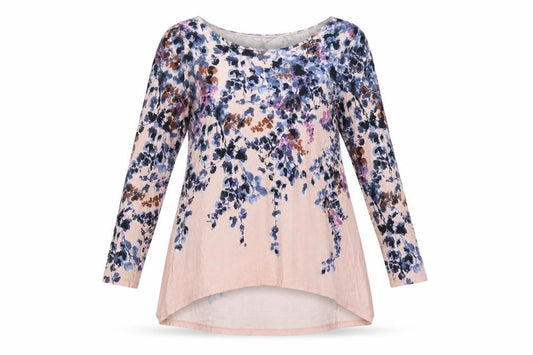 Phase Eight Women Pink Floral Tunic Blouse Size 12 Long Sleeve