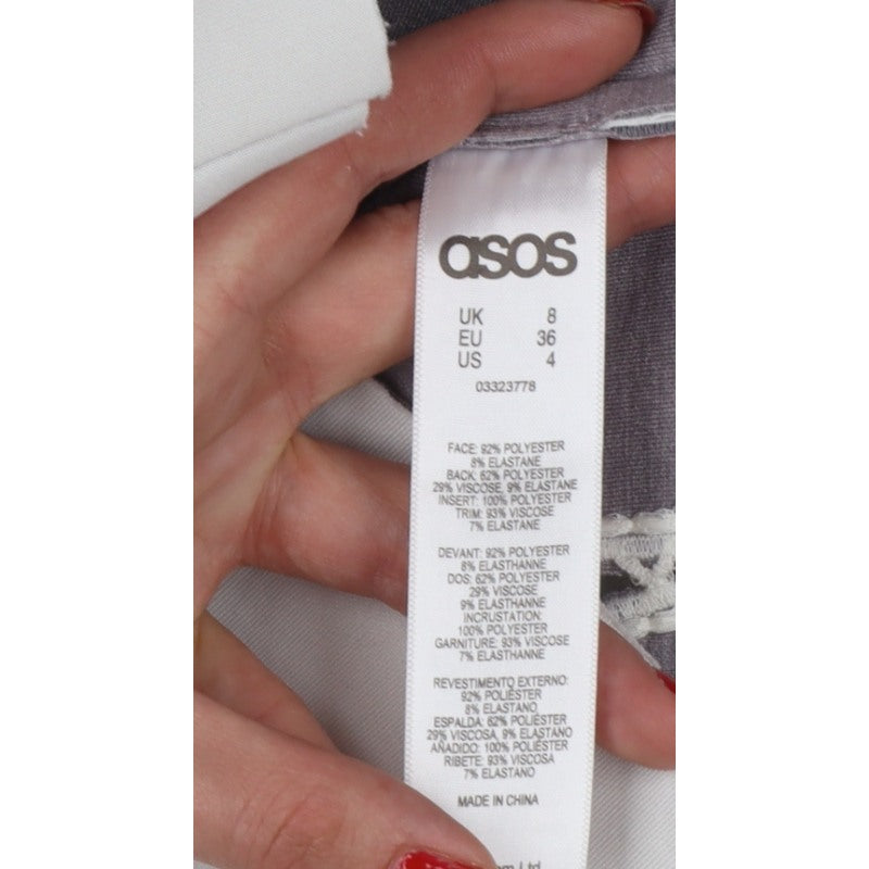 ASOS Women White UK 8 Zip Stretch Cutwork Detail Jacket
