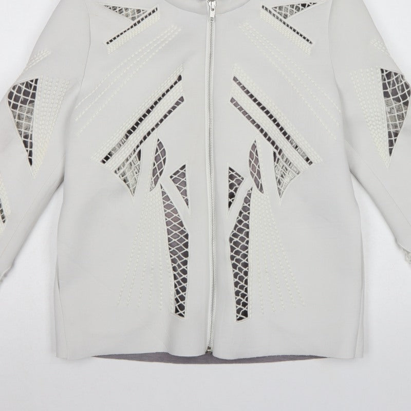 ASOS Women White UK 8 Zip Stretch Cutwork Detail Jacket