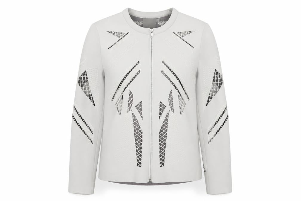 ASOS Women White UK 8 Zip Stretch Cutwork Detail Jacket