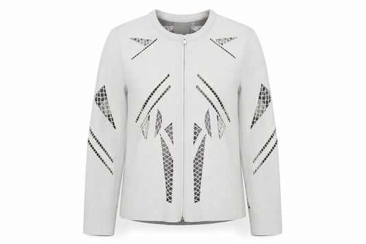 ASOS Women White UK 8 Zip Stretch Cutwork Detail Jacket