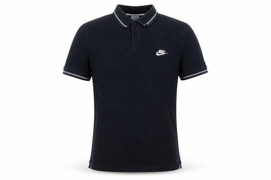 Nike Men's Navy Blue L Logo Short Sleeve Cotton Stretch Polo Shirt