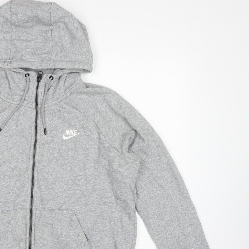 Nike Women Grey M Full Zip Hoodie Logo Drawstring Pockets