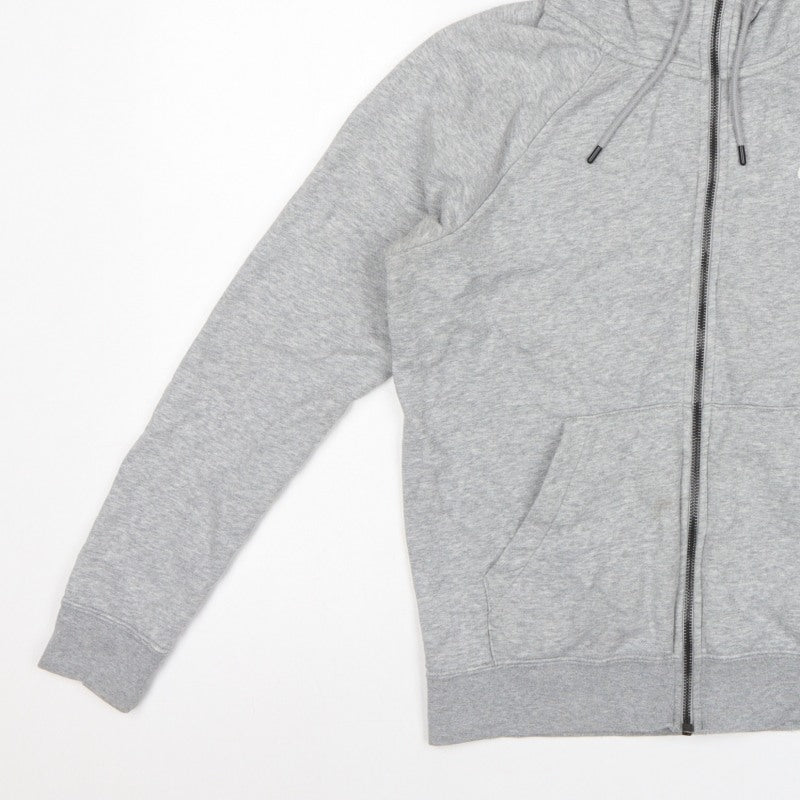 Nike Women Grey M Full Zip Hoodie Logo Drawstring Pockets