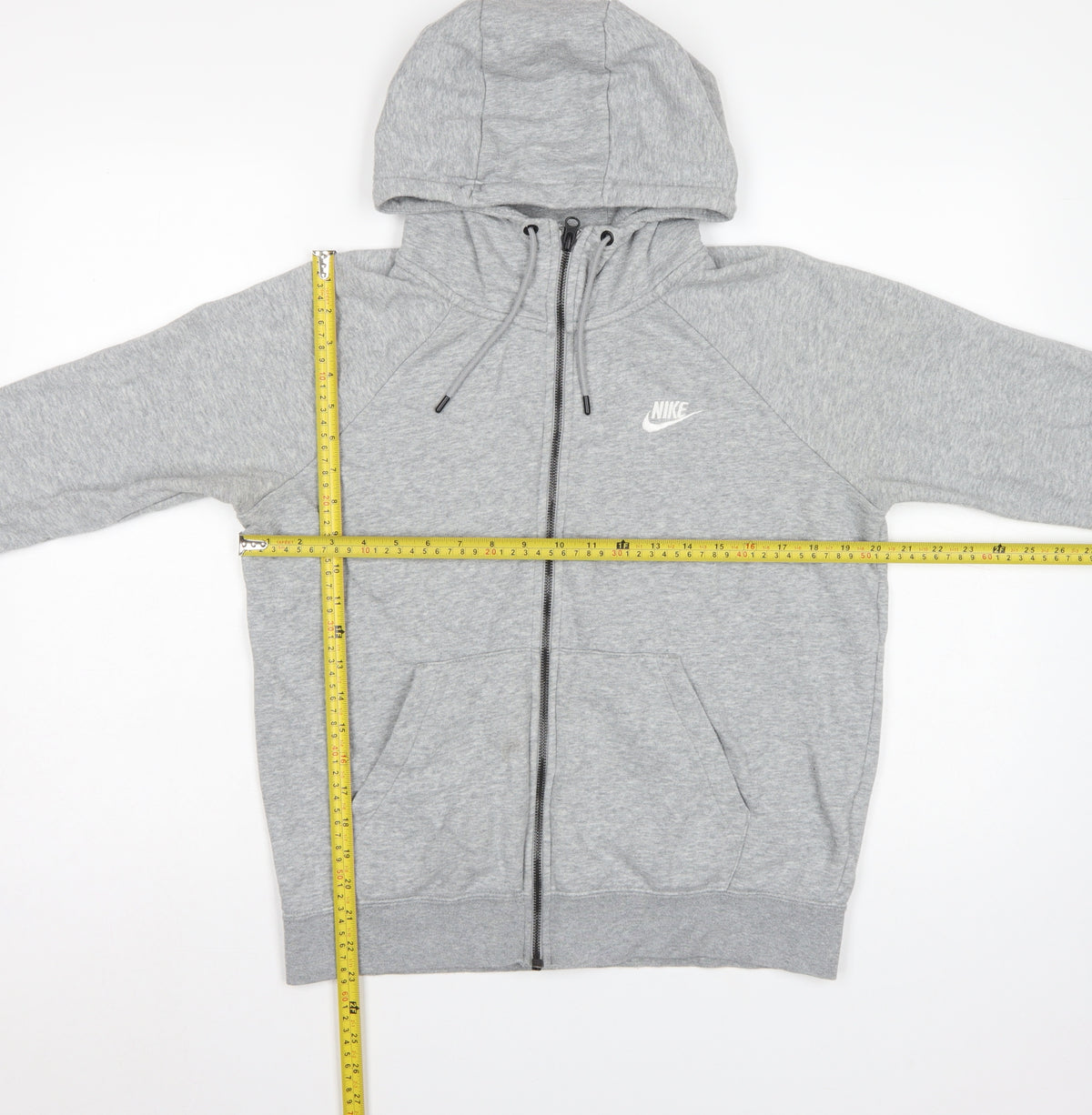 Nike Women Grey M Full Zip Hoodie Logo Drawstring Pockets