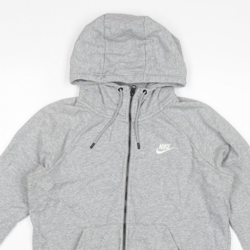 Nike Women Grey M Full Zip Hoodie Logo Drawstring Pockets