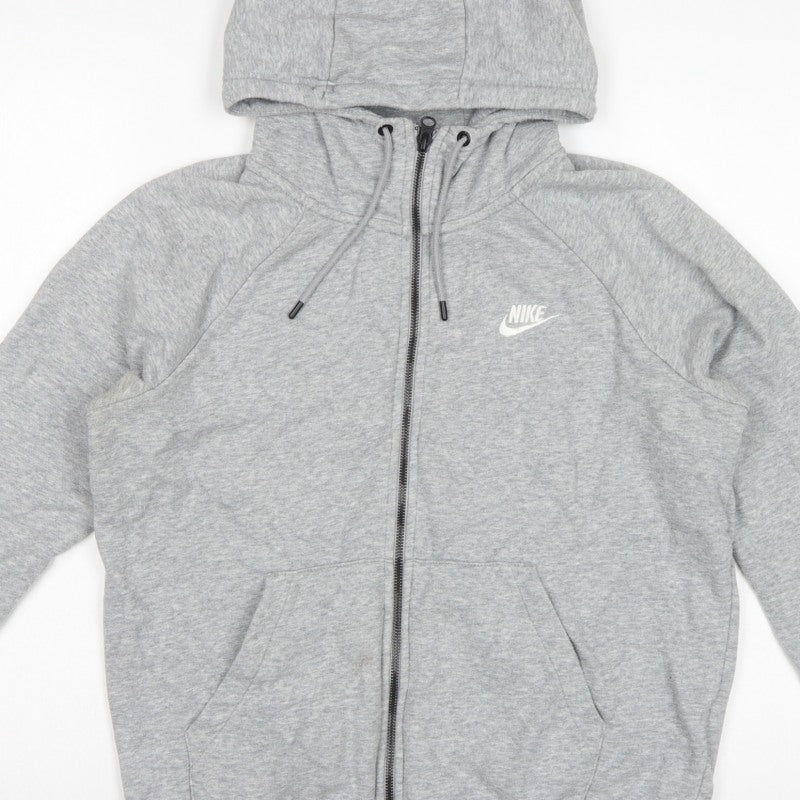 Nike Women Grey M Full Zip Hoodie Logo Drawstring Pockets