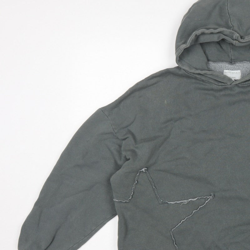 Pull&Bear Teens Grey M Hooded Pullover Star Logo Sweatshirt