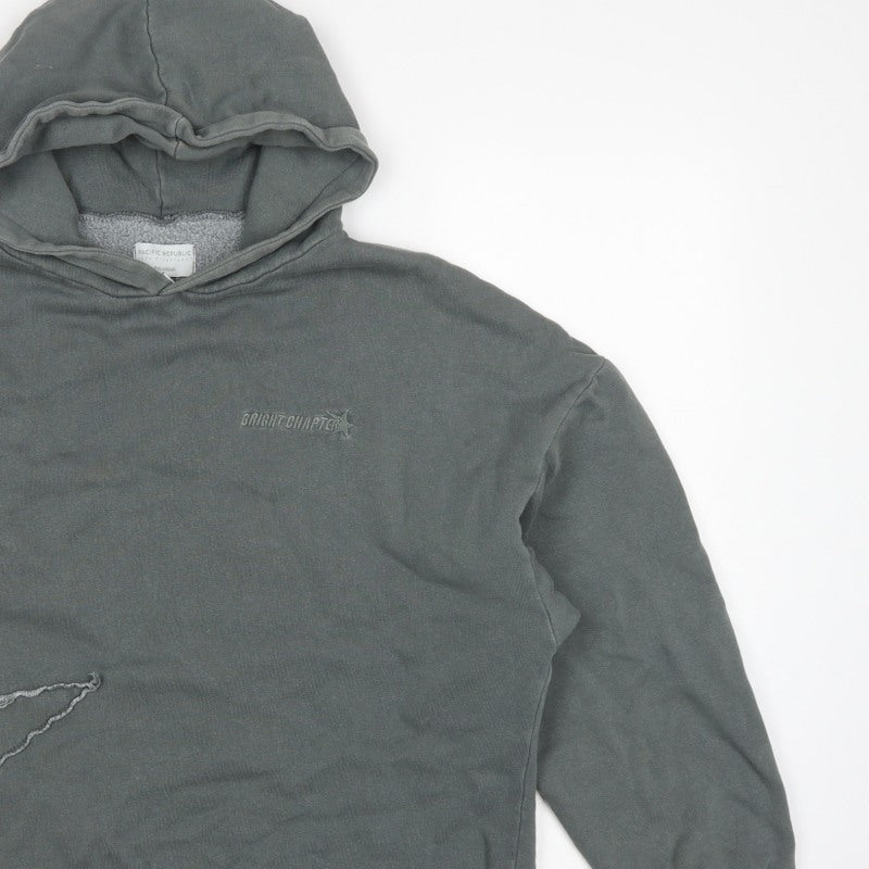 Pull&Bear Teens Grey M Hooded Pullover Star Logo Sweatshirt